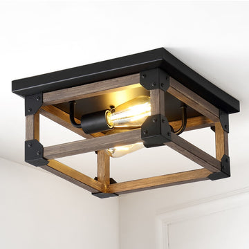 Cheshire 13" Iron Rustic Farmhouse LED Flush Mount - JONATHAN Y